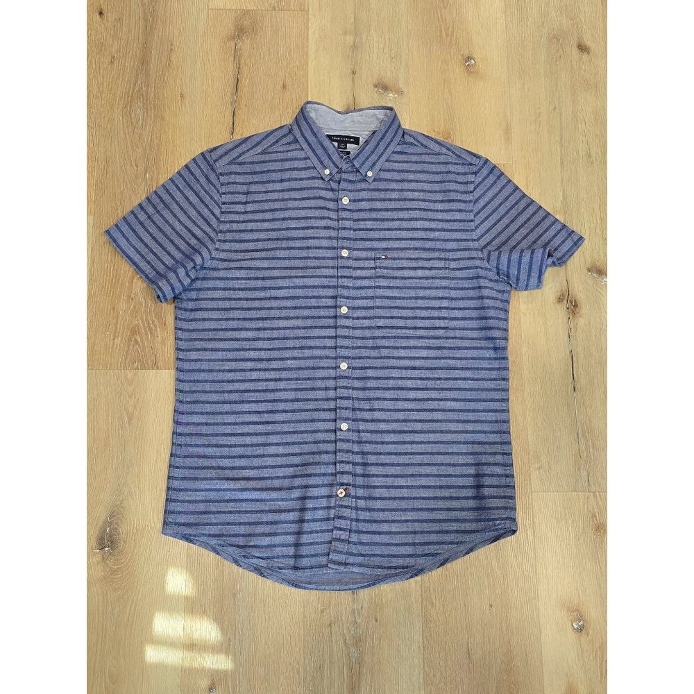 Tommy Hilfiger Slim Fit Blue Stripe Button Down Shirt L